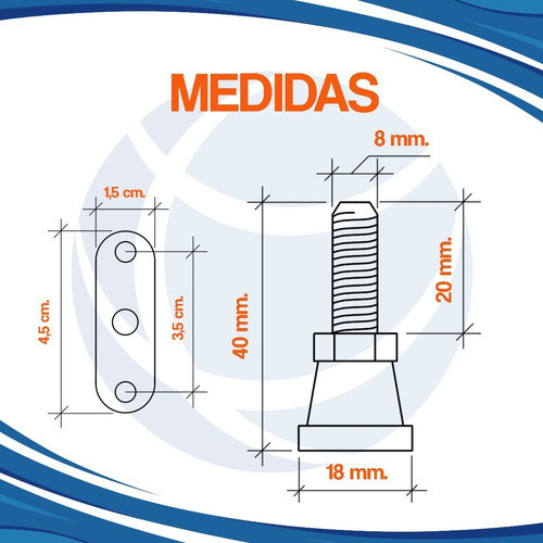 Regaton Símil Pata De 18mm Con Base Plana X20 Unidades 1