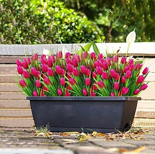 Tulipanes Artificiales X8ramos (5tallos-flores C/u) Fucsia 1