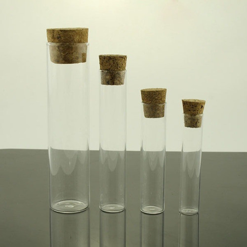 25 Tubos De Ensayo Fondo Plano 16x100mm  -con Corcho- 1