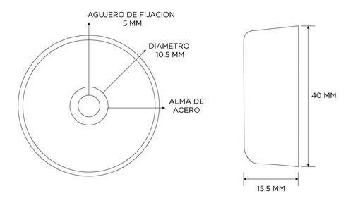 Pata De Goma Gde C/ Arandela De Acero  Penn Elcom F1686 1