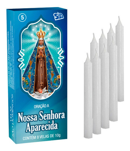 384 Vela Branca Oração A Nossa Senhora Aparecida 48 Cx C/ 8 0