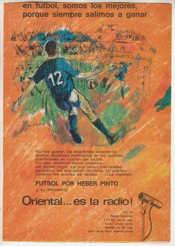 1969 Publicidad Radio Cx 12 Oriental Futbol Por Heber Pinto 0