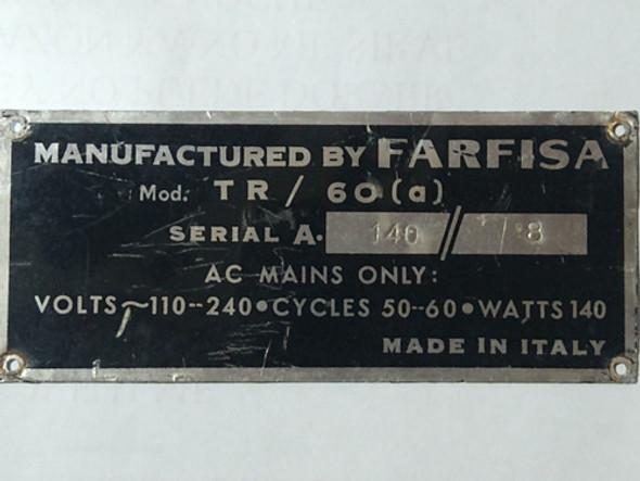 Chapa Aluminio, Farfisa Descripción De Ampmificador 0