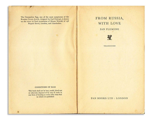 Novela 1965 James Bond From Russia With Love, Ian Fleming 1
