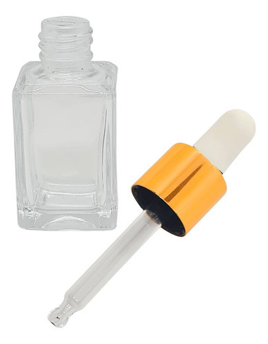10 Frascos Colirio Cuadrado 30ml Pipeta Blanca Funda Oro 1