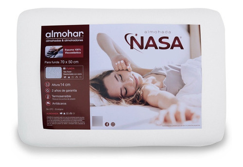 Almohada Inteligente Viscoelástica Nasa Almohar 70x50x14 0