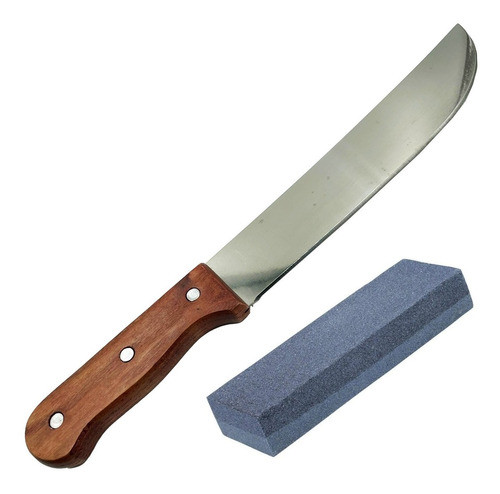 Cuchillo Machete Poda Acero Inox Parrilla + Piedra De Afilar 0