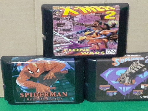 Cartucho 16 Bits X_ Men 2 Clones Wars Super Man 2  The Death 0