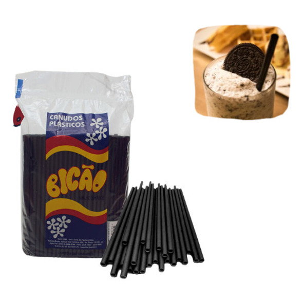 Canudo Biodegradável Para Milk Shake/drink C/250un Cor Preto 0