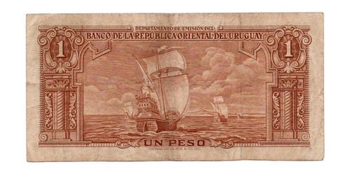 Uruguay Billete 1 Peso Moneda Nacional Año 1939 P#35c 1