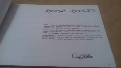 Manual De Uso Fiat Spazio - Sevel Argentina 1