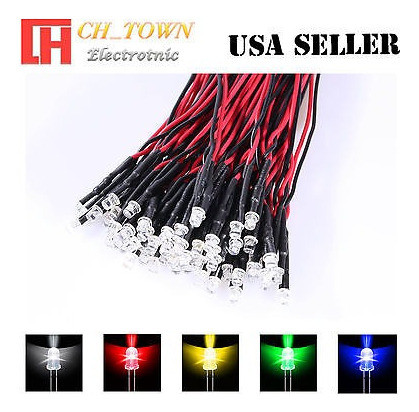 5 X 5 25pcs 3 Mm Planos Precableados Blanco Rojo Azul Luz Dc 1