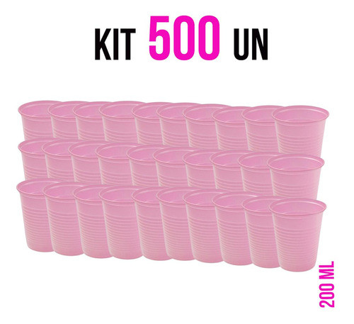 Kit Copo Descartável Rosa 200 Ml 500 Un Chá Revelação Bebida 0