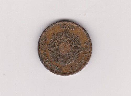Moneda Perù 2 Centavos Año 1919 Excelente 1