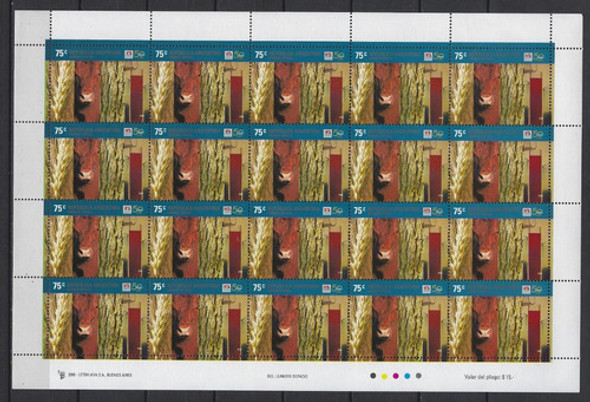 P03 Argentina Plancha Año 2006 Aniversario Inta Mint 0