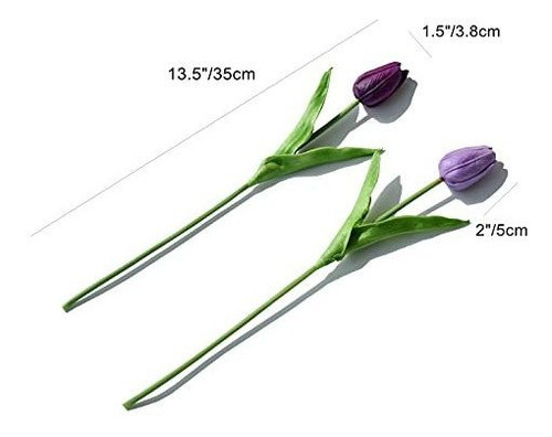 20 Tulipanes, Flores Artificiales Mandys - Tonos De Morado. 1