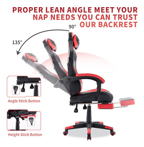 Silla De Juego Wotsta Con Masaje, Silla Ergonómica Para Jueg 1