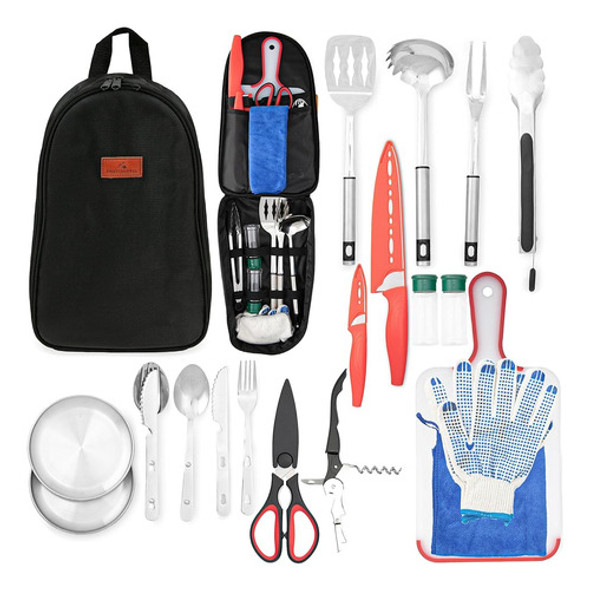 Equipo De Campamento, Juego De Cocina De Camping, 21pcs Acce 0