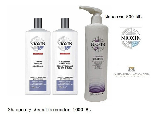 Shampoo + Acondicionador 1000ml  + Mascara 500ml Nioxin Nº 5 1