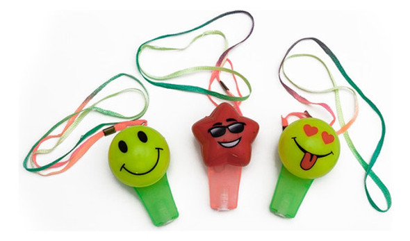 Silbato Led Emoji X 10 Emoticon Caritas Pito Led Luminoso 0