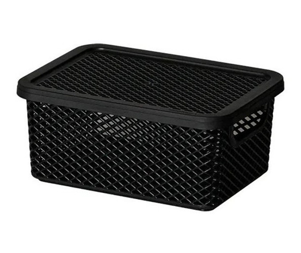 Cesto Organizador Linea Con Tapa Negro 18 X 13 X 8 Cm 0