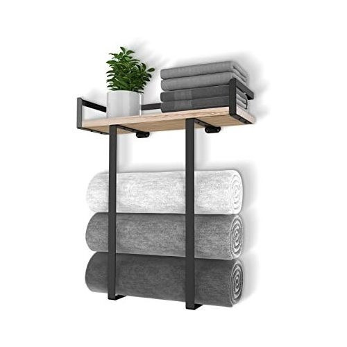 Toalleros Para Baño Montado En La Pared Con Estante 0