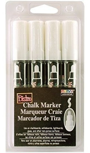 Uchida 4 White Broad Tip Bistro Chalk Marker 0