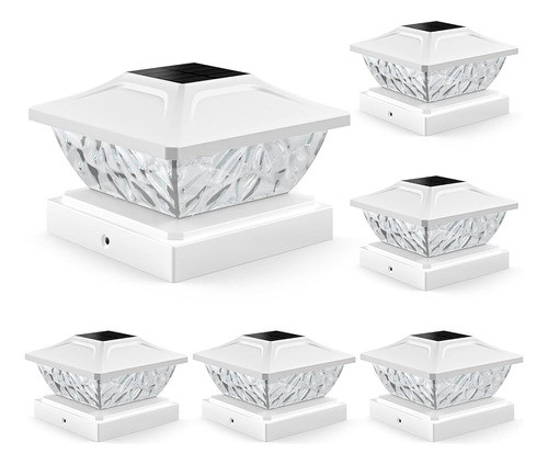 Ensli Solar Post Cap Lights 6 Pack, 2 Mode Bright Solar Post 0