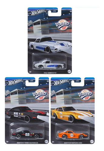Kit 3 Miniaturas Vintage Racing Club Mix 2 1/64 - Hot Wheels 0