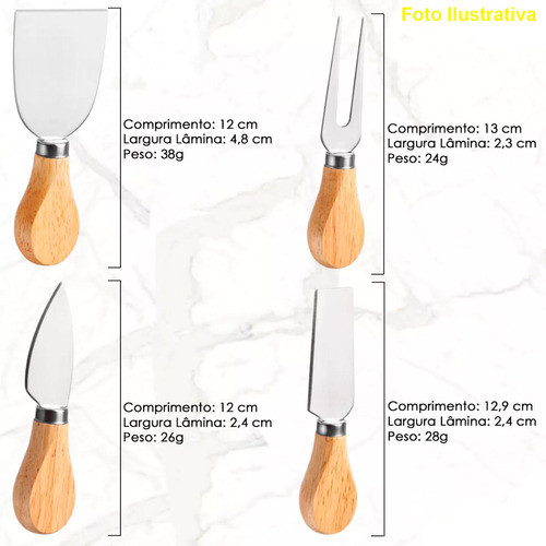 Kit 4 Facas Para Queijo E Suporte Magnético 1