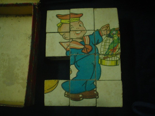 Antiguo Juego Cubos Rompecabezas Policia Bombero Marinero 1