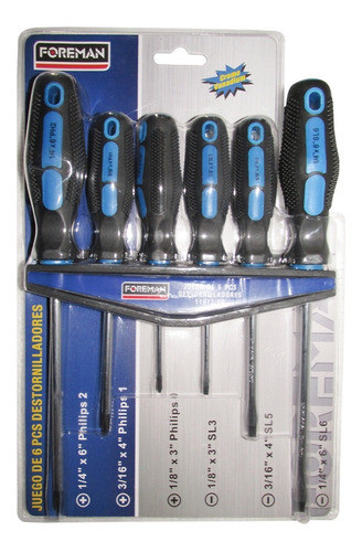 Juego 6 Destornilladores Marca Foreman Crv Mango Ergonómico 0