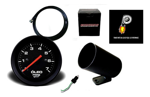 Manometro Oleo + Kit Fiat Cronomac Preto Garantia + Brinde 0