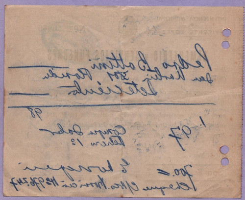 Antiguo Recibo De Cementerio De Vicentelópez 1