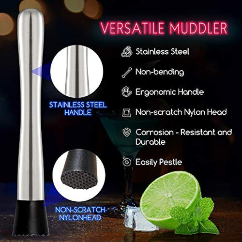 Hiware Cojín De Acero Inoxidable Muddler Grooved Nylon Head 1