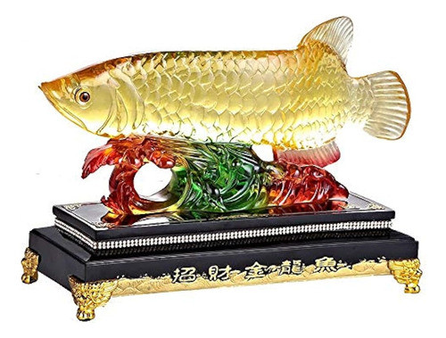Wenmily Feng Shui Riqueza Arowana Dragón Dorado Pez Figura D 0
