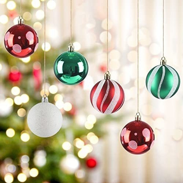 Adornos De Navidad 30 Bolas Para Arbol Rojo. Verde Y Blanco 1 Adornos De Navidad 30 Bolas Para Arbol Rojo. Verde Y Blanco 1