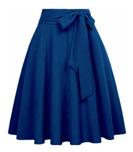 Saia Midi Gode De Laço Marinho. 0