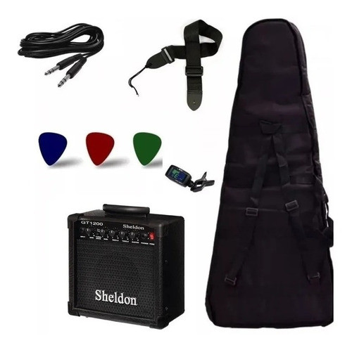 Kit Amplificador Sheldon Gt 1200 Capa Afinador Correia Capa 0