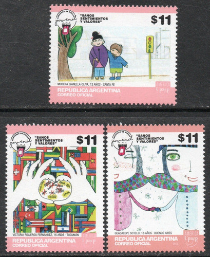 Argentina Serie X 3 Sellos Mint Dibujos Juveniles Año 2016 0