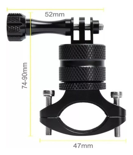 Para Gopro Suporte Aluminio Para Bike/moto/cubos 360 - Preto 1