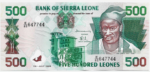 Fk Billete Sierra Leone 500 Leones 1998 P-23b Sin Circular. 0