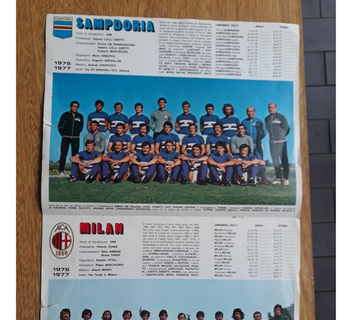 Lamina Equipos Italianos Torino Milan Bologna Sampdoria 76/7 0