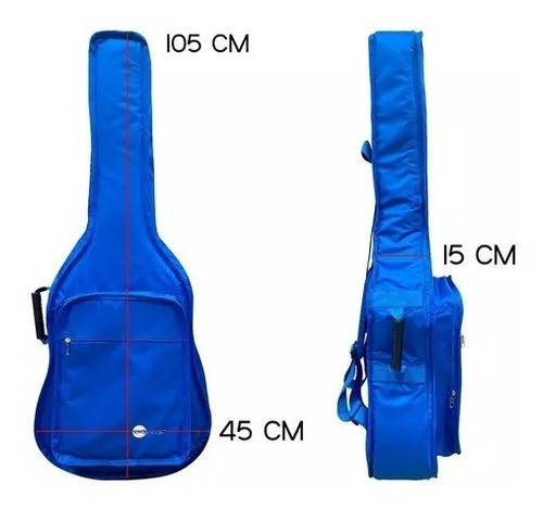 Capa P/ Violão Folk Almofadada Cargo Yamaha Azul + Alça 1