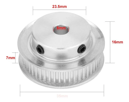 Polea Dentada De Aluminio De 50 Dientes Uxcell 6mm 1
