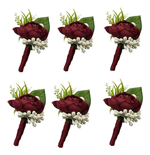 6 Piezas / Lote Novio Boutonniere Hombre Ojales Boda De Bric 0