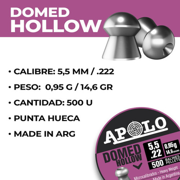 Balines Apolo Domed Hollow 5.5 Mm X500 Aire Comprimido Caza 1
