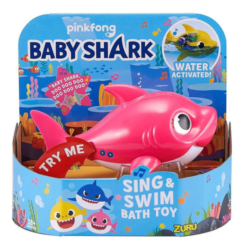 Baby Shark Fucsia Nada En El Agua Baño Piscina Con Musica 1