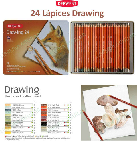 Lata 24 Lapices Artísticos Drawing Derwent Ingles Terrosos 1