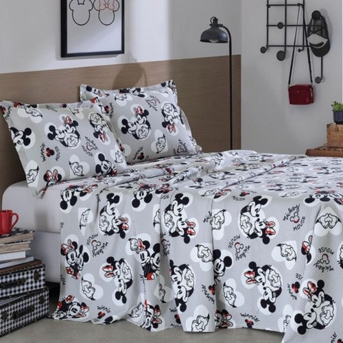 Kit Colcha Casal Piquet Licenciado Mickey E Minnie Dohler 0